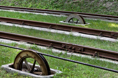 Die Gleisanlage mit Seilführungen der Zugseile
