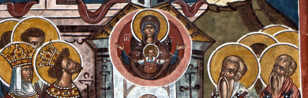 Detailaufnahme von Fresken an den Moldauklöstern