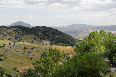 Blick in die hügelige bewaldete Landschaft der Sierra Grazalema