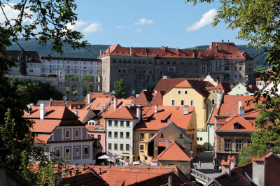 Stadtansicht mit Dächer von Český Krumlov